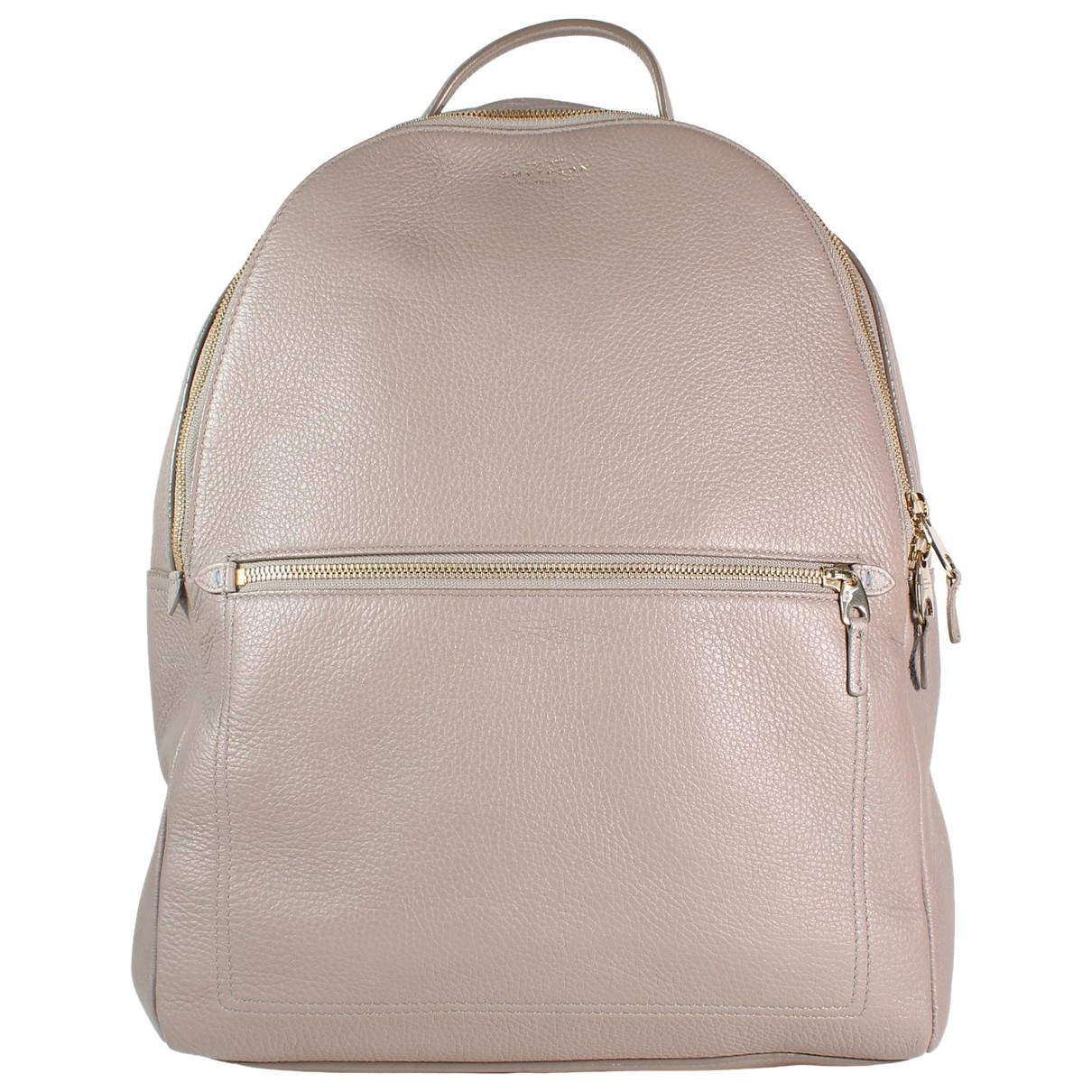 Leather backpack Smythson Grey in 